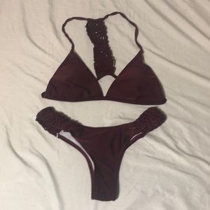 Deep purple crochet bikini set